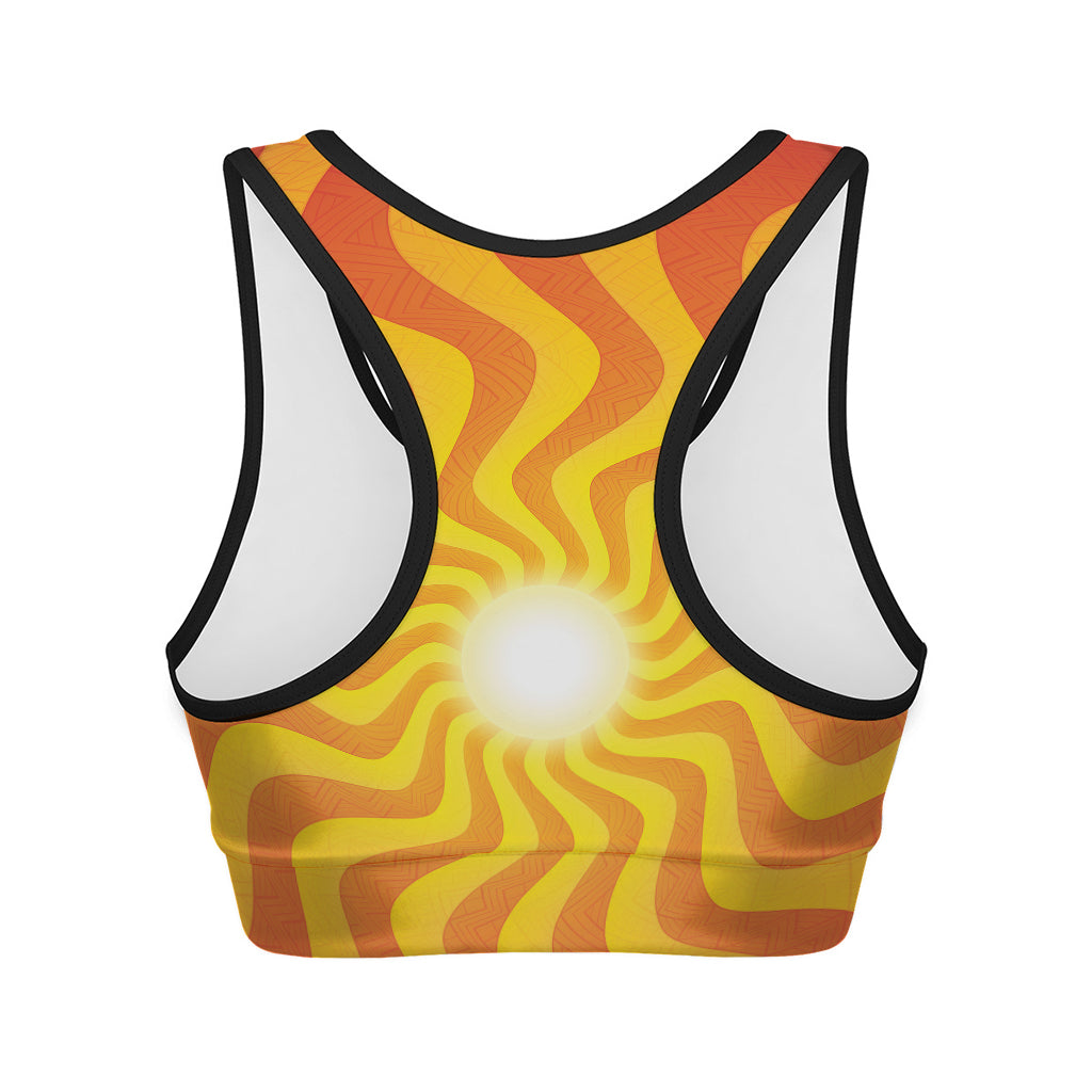 Psychedelic Burning Sun Print Women's Sports Bra