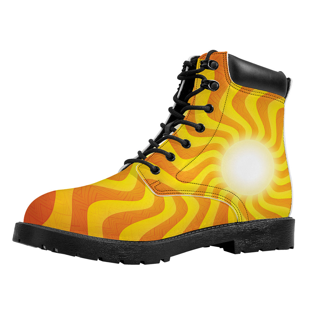 Psychedelic Burning Sun Print Work Boots