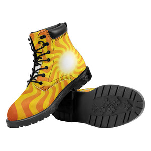 Psychedelic Burning Sun Print Work Boots