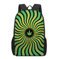 Psychedelic Cannabis Leaf Print 17 Inch Backpack
