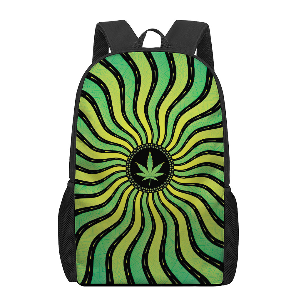 Psychedelic Cannabis Leaf Print 17 Inch Backpack