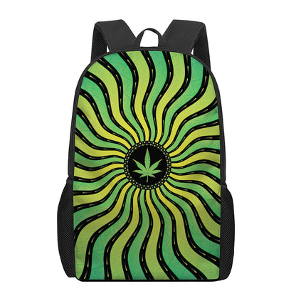 Psychedelic Cannabis Leaf Print 17 Inch Backpack