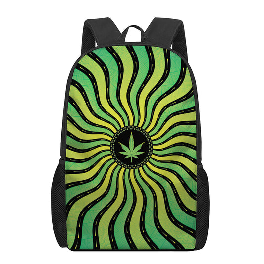 Psychedelic Cannabis Leaf Print 17 Inch Backpack