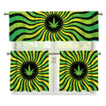 Psychedelic Cannabis Leaf Print 3 Piece Kitchen Curtains