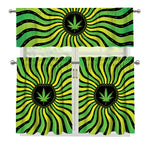 Psychedelic Cannabis Leaf Print 3 Piece Kitchen Curtains