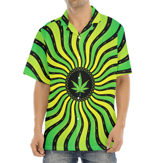 Psychedelic Cannabis Leaf Print Aloha Shirt