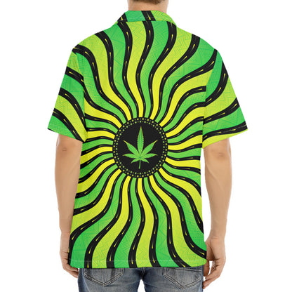 Psychedelic Cannabis Leaf Print Aloha Shirt