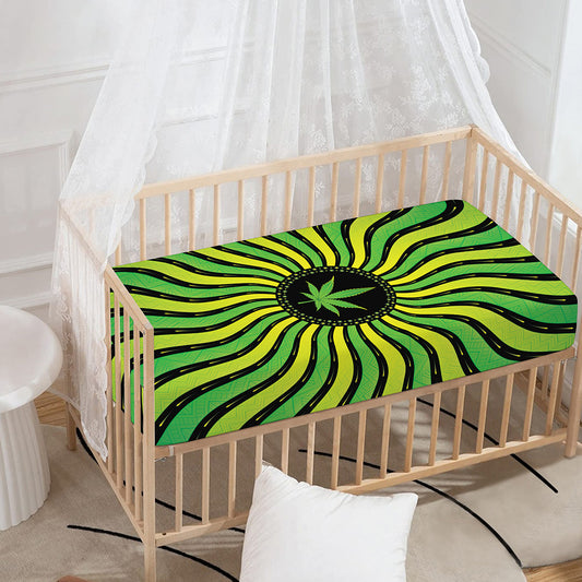 Psychedelic Cannabis Leaf Print Baby Crib Sheet