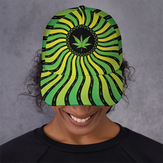 Psychedelic Cannabis Leaf Print Baseball Cap