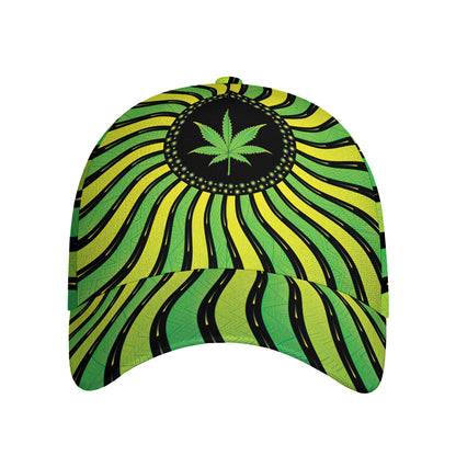 Psychedelic Cannabis Leaf Print Baseball Cap