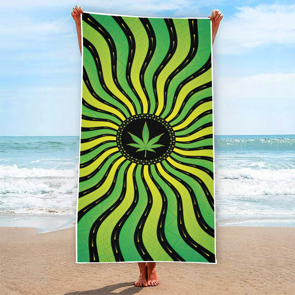 Psychedelic Cannabis Leaf Print Beach Towel