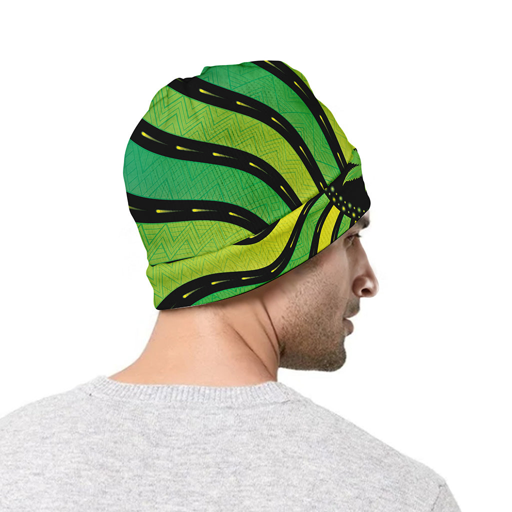 Psychedelic Cannabis Leaf Print Beanie