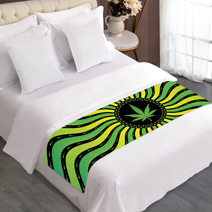 Psychedelic Cannabis Leaf Print Bed Runner