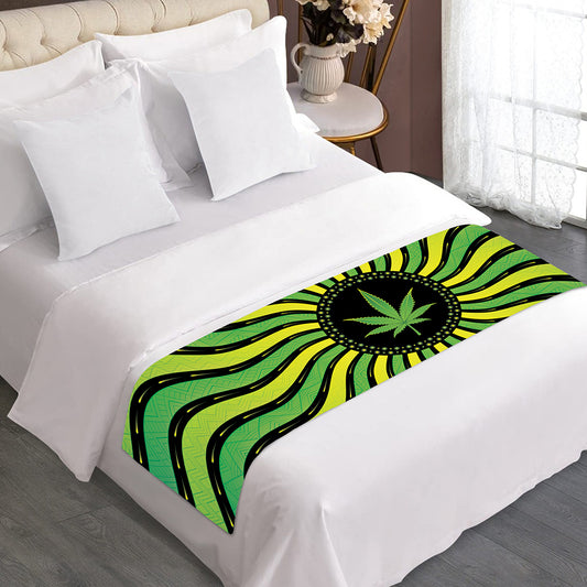 Psychedelic Cannabis Leaf Print Bed Runner