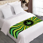 Psychedelic Cannabis Leaf Print Bed Runner
