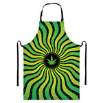 Psychedelic Cannabis Leaf Print Bib Apron With Pocket