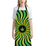 Psychedelic Cannabis Leaf Print Bib Apron With Pocket