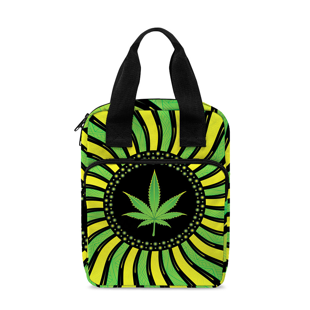 Psychedelic Cannabis Leaf Print Bible Tote Bag