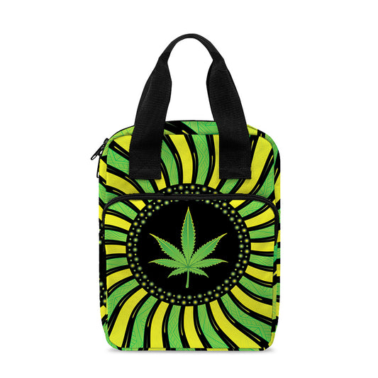Psychedelic Cannabis Leaf Print Bible Tote Bag