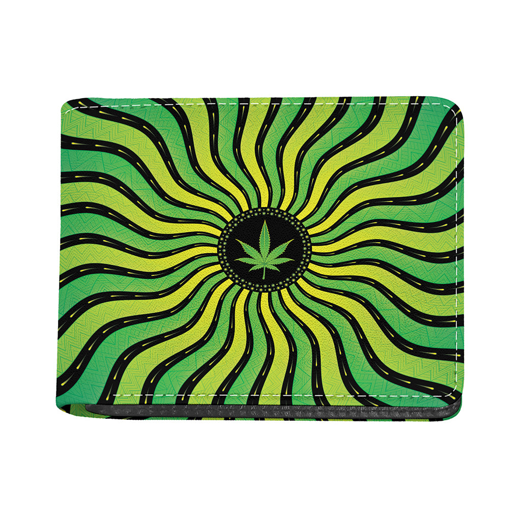 Psychedelic Cannabis Leaf Print Bifold Wallet