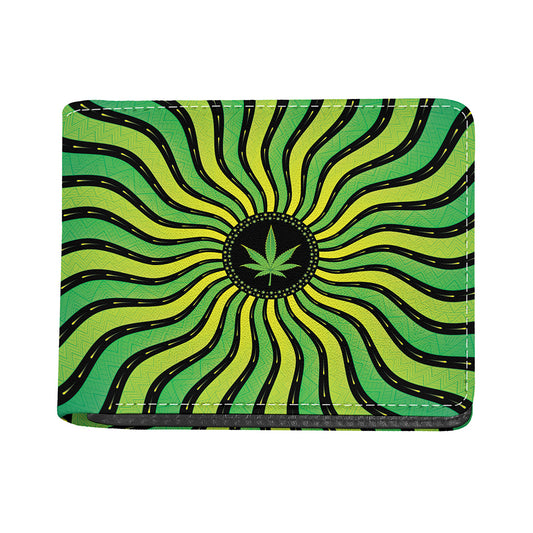 Psychedelic Cannabis Leaf Print Bifold Wallet