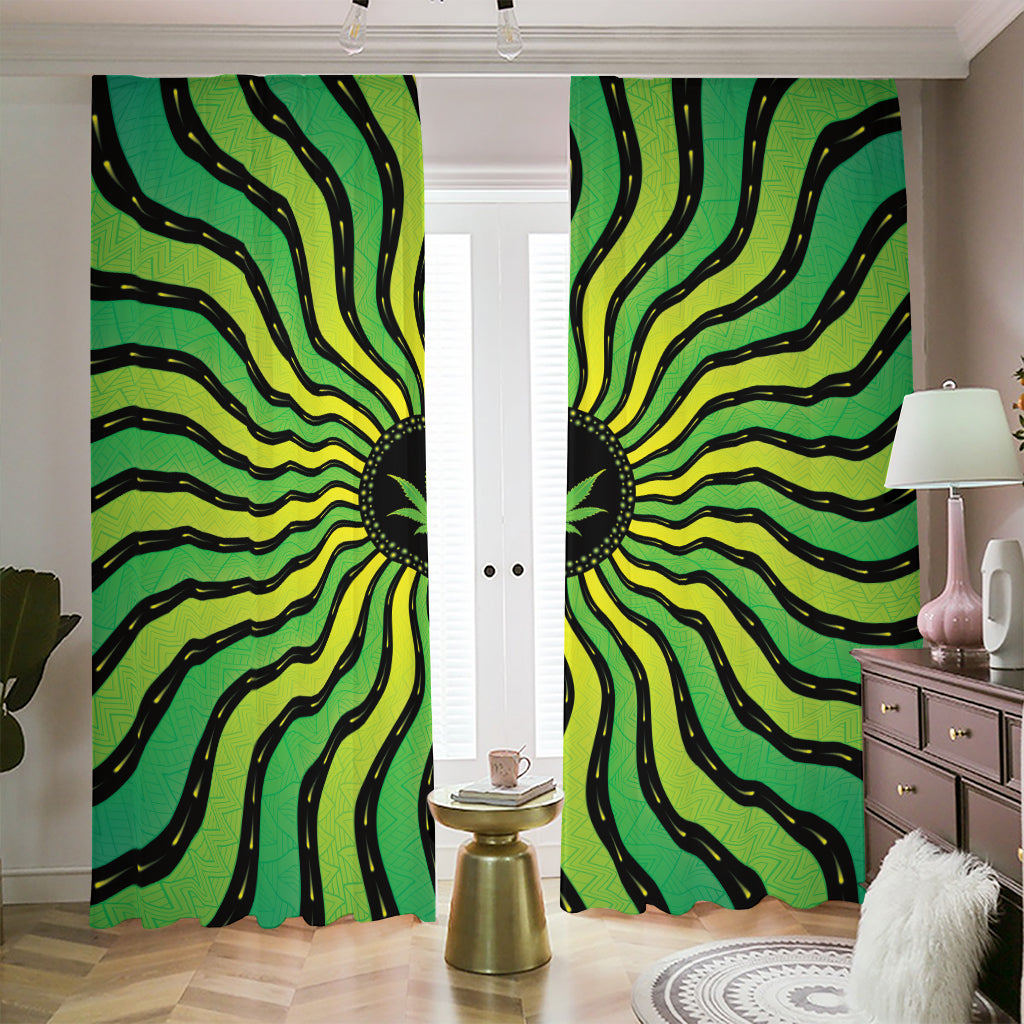 Psychedelic Cannabis Leaf Print Blackout Pencil Pleat Curtains