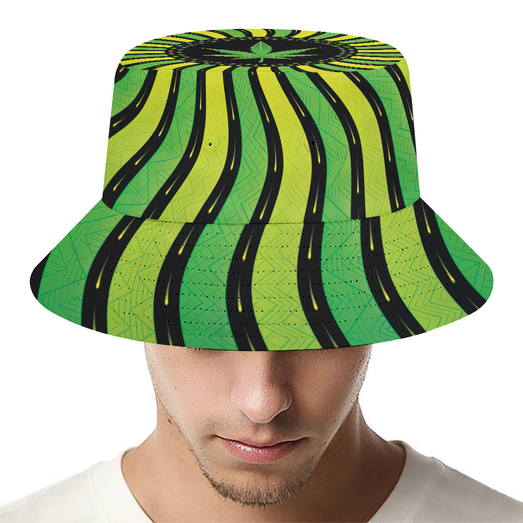 Psychedelic Cannabis Leaf Print Bucket Hat