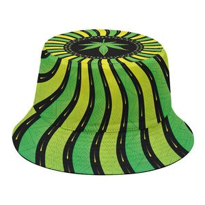 Psychedelic Cannabis Leaf Print Bucket Hat