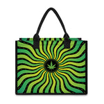 Psychedelic Cannabis Leaf Print Canvas Tote Bag