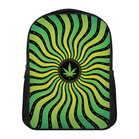 Psychedelic Cannabis Leaf Print Casual Backpack