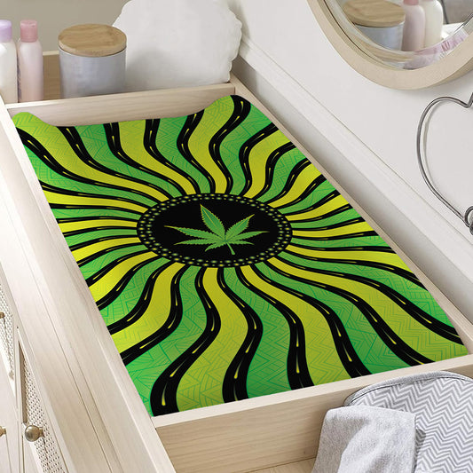 Psychedelic Cannabis Leaf Print Changing Pad Cover
