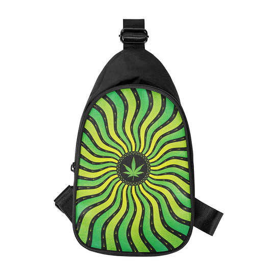 Psychedelic Cannabis Leaf Print Chest Bag