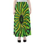 Psychedelic Cannabis Leaf Print Chiffon Maxi Skirt