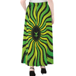 Psychedelic Cannabis Leaf Print Chiffon Maxi Skirt