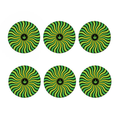 Psychedelic Cannabis Leaf Print Coaster Set