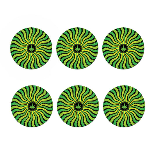 Psychedelic Cannabis Leaf Print Coaster Set