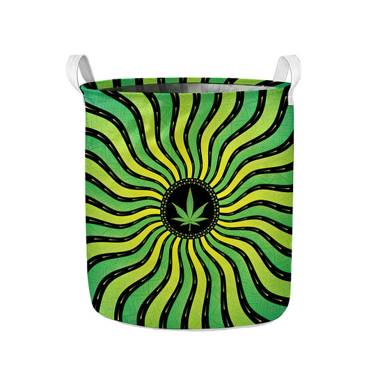 Psychedelic Cannabis Leaf Print Collapsible Laundry Basket