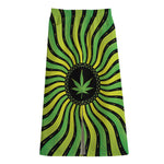 Psychedelic Cannabis Leaf Print Cotton Front Slit Maxi Skirt