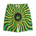 Psychedelic Cannabis Leaf Print Cotton Shorts