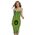 Psychedelic Cannabis Leaf Print Cross Back Cami Dress