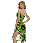 Psychedelic Cannabis Leaf Print Cross Back Cami Dress