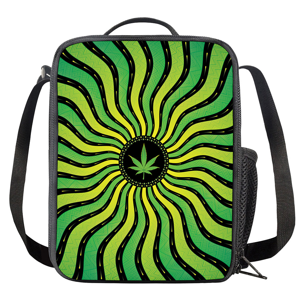 Psychedelic Cannabis Leaf Print Crossbody Lunch Bag