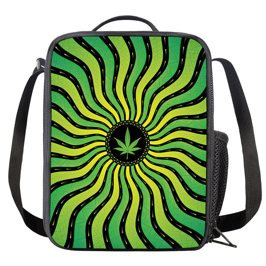 Psychedelic Cannabis Leaf Print Crossbody Lunch Bag