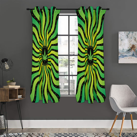 Psychedelic Cannabis Leaf Print Curtain