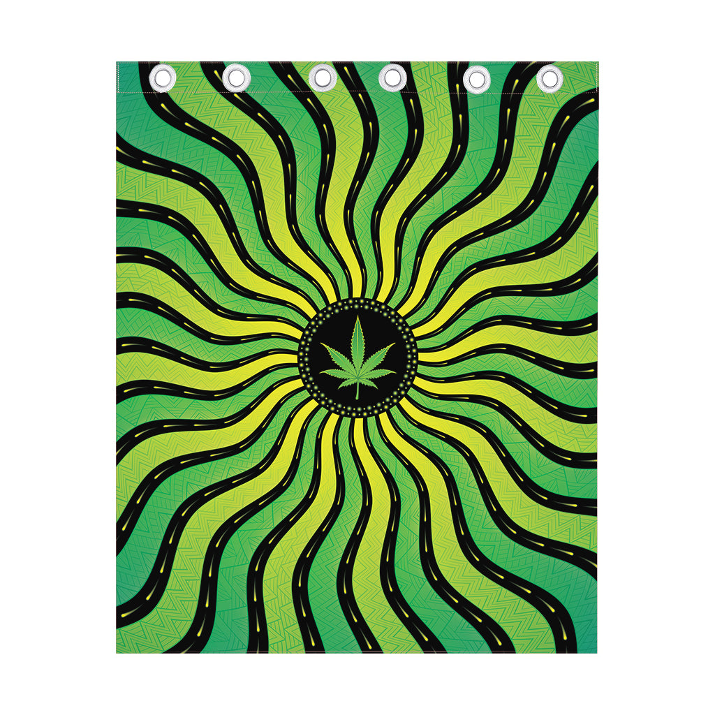 Psychedelic Cannabis Leaf Print Curtain