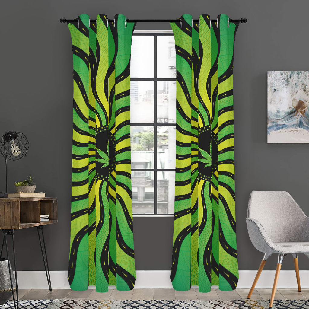 Psychedelic Cannabis Leaf Print Curtain