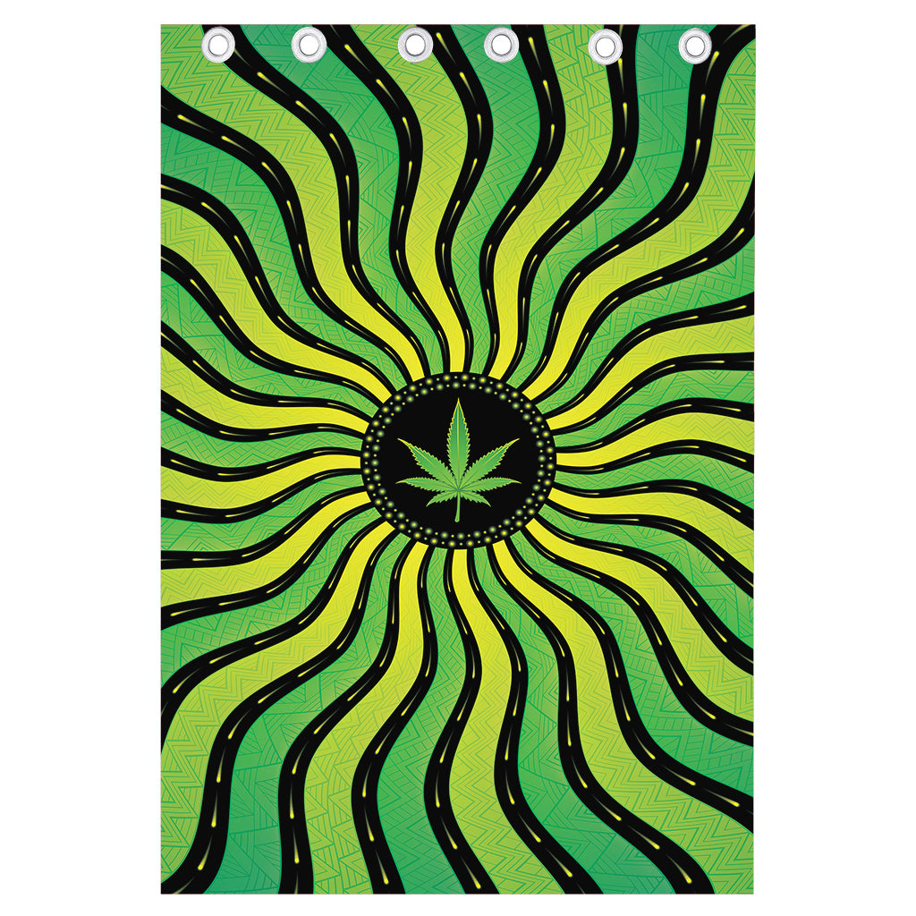 Psychedelic Cannabis Leaf Print Curtain