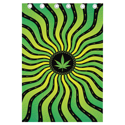 Psychedelic Cannabis Leaf Print Curtain