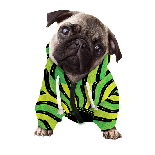 Psychedelic Cannabis Leaf Print Dog Zip Up Hoodie