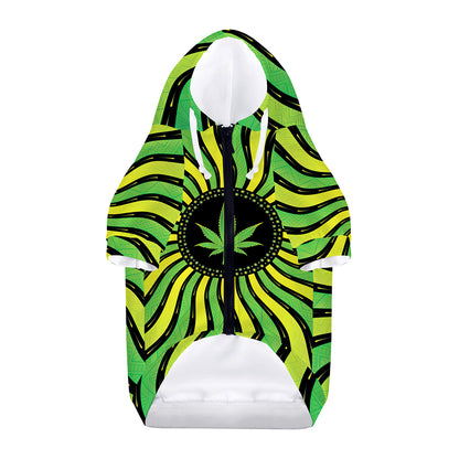 Psychedelic Cannabis Leaf Print Dog Zip Up Hoodie